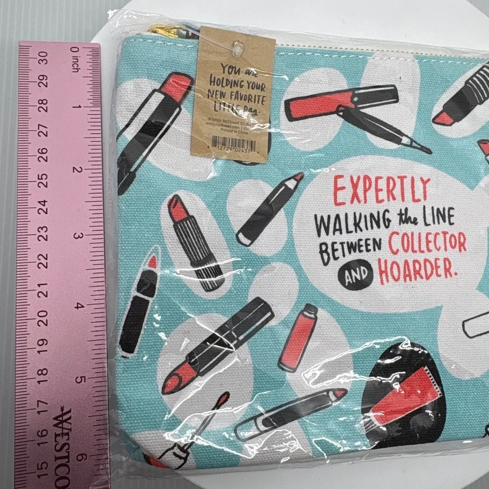 Emily McDowell Cosmetic Bag Makeup Pouch Expertly Walking Collector Hoarder - Picture 3 of 8